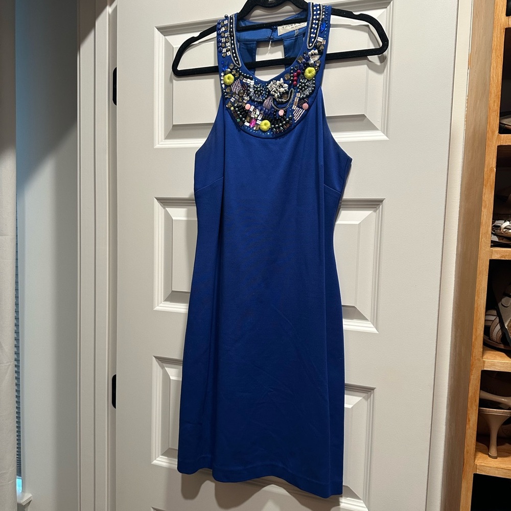 TRINA TURK Cocktail Dress Royal Blue Beaded Embellished Size 8